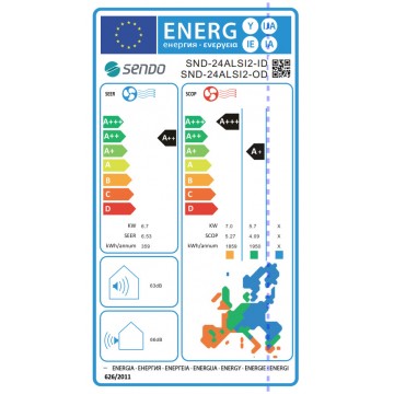 Sendo Aeolos SND-24ALSI2-ID/SND-24ALSI2-OD Κλιματιστικό Inverter 24000 BTU A++/A+ με WiFi